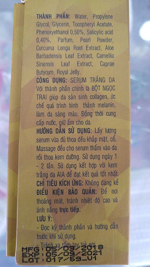 AIA serum dưỡng trắng tinh chất vàng ngọc trai