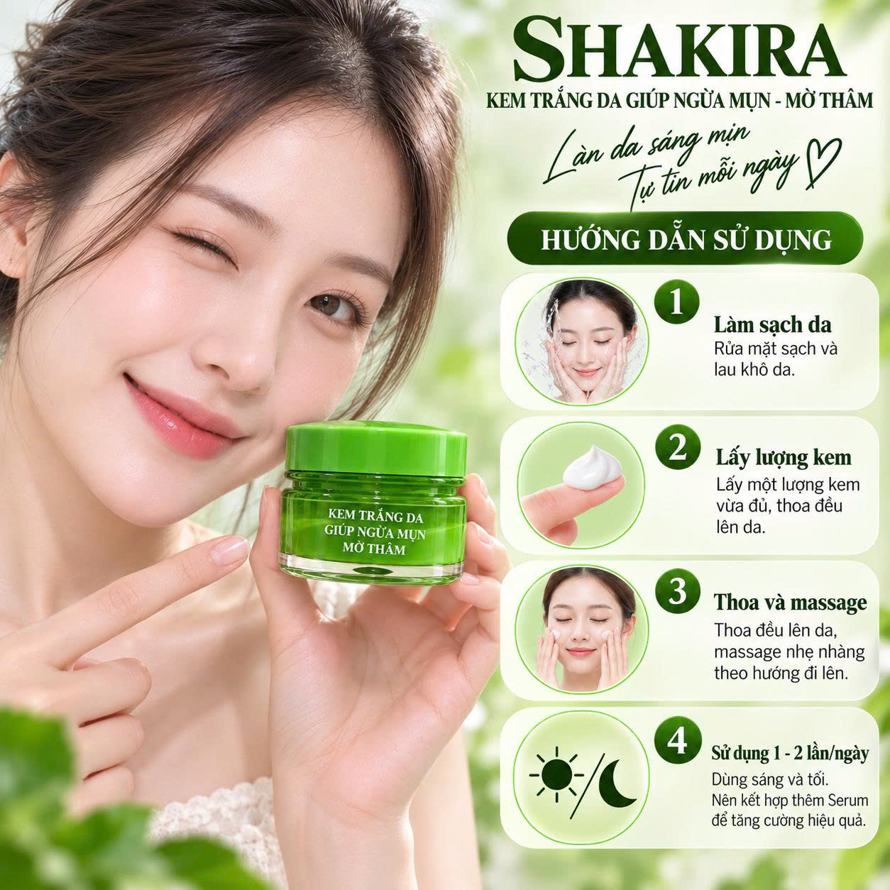 kem dưỡng trắng da, ngừa mụn, mờ thâm Shakira